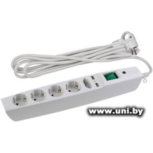 Фильтр сетевой ЭРА (SFU-5es-2m-W) 2m White 5 роз